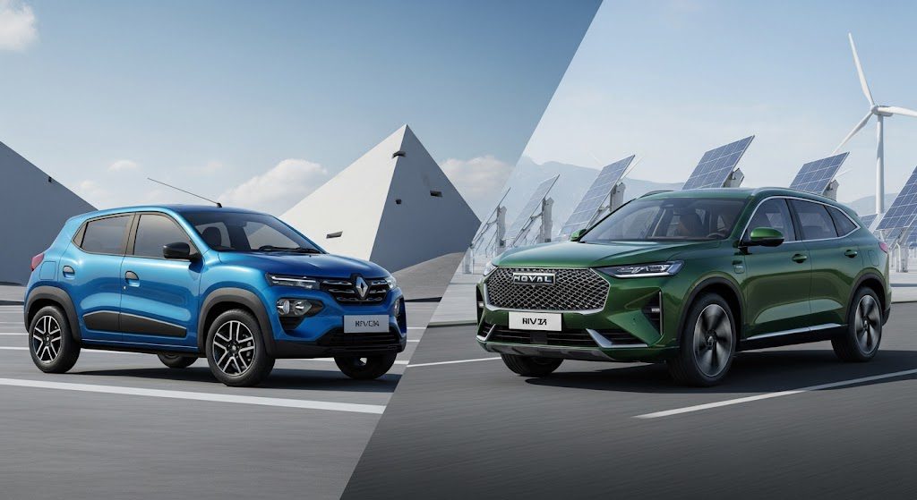 Carro elétrico vs. híbrido: qual a melhor escolha para você? Comparativo entre carro elétrico e carro híbrido plug-in, destacando as opções para o mercado brasileiro em 2025. Imagem gerada por IA