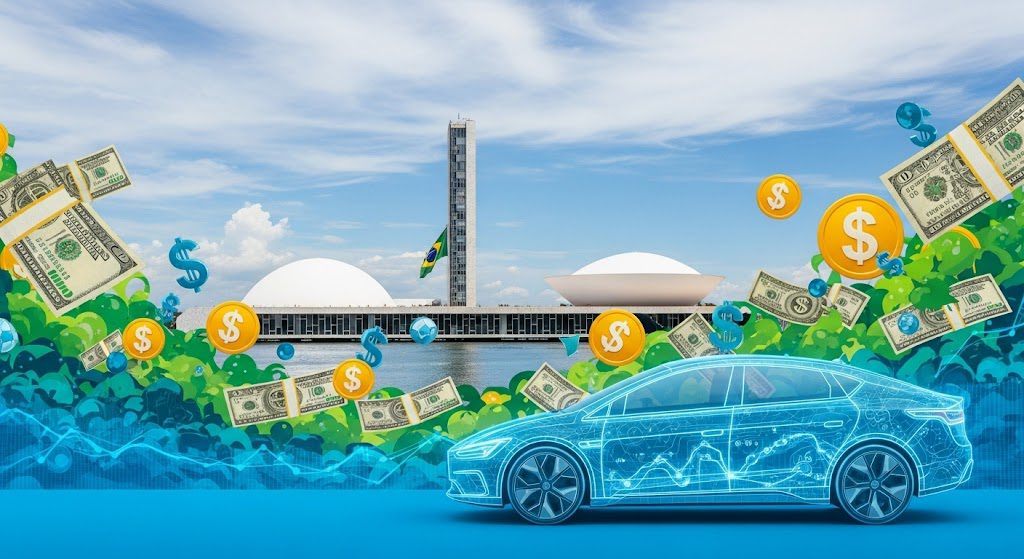 Novos incentivos do Governo Federal para carros elétricos no Brasil Novos programas do governo federal para a mobilidade elétrica no Brasil. Imagem gerada por IA