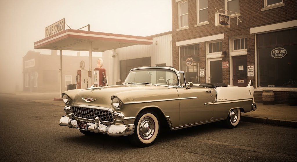 Nostalgia e História: o motor da valorização dos carros antigos Carro antigo clássico. Imagem gerada por IA